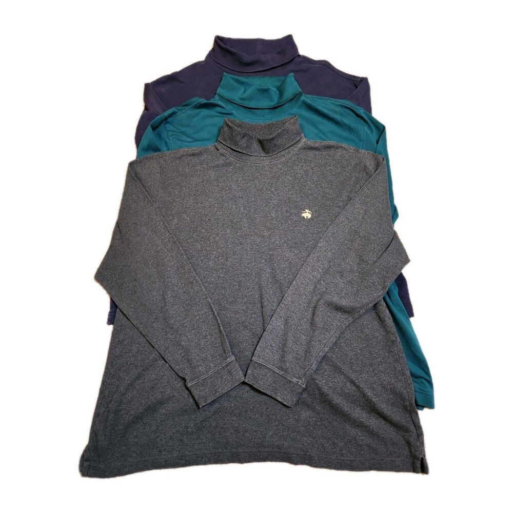 Brooks Brothers Turtleneck Shirts Men's XL Long Sleeve Gray Navy Teal Lot Of 3‎